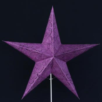 Preview: Twister Batik Lila  - Faltbarer Leuchtstern, Weihnachtsstern aus Papier mit 5 Zacken, 60 cm